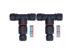 2 Cajas De Conexiones En T Con Conector Impermeable De 3 Vías Para Luces Exteriores (2 Entradas, 2 Salidas)