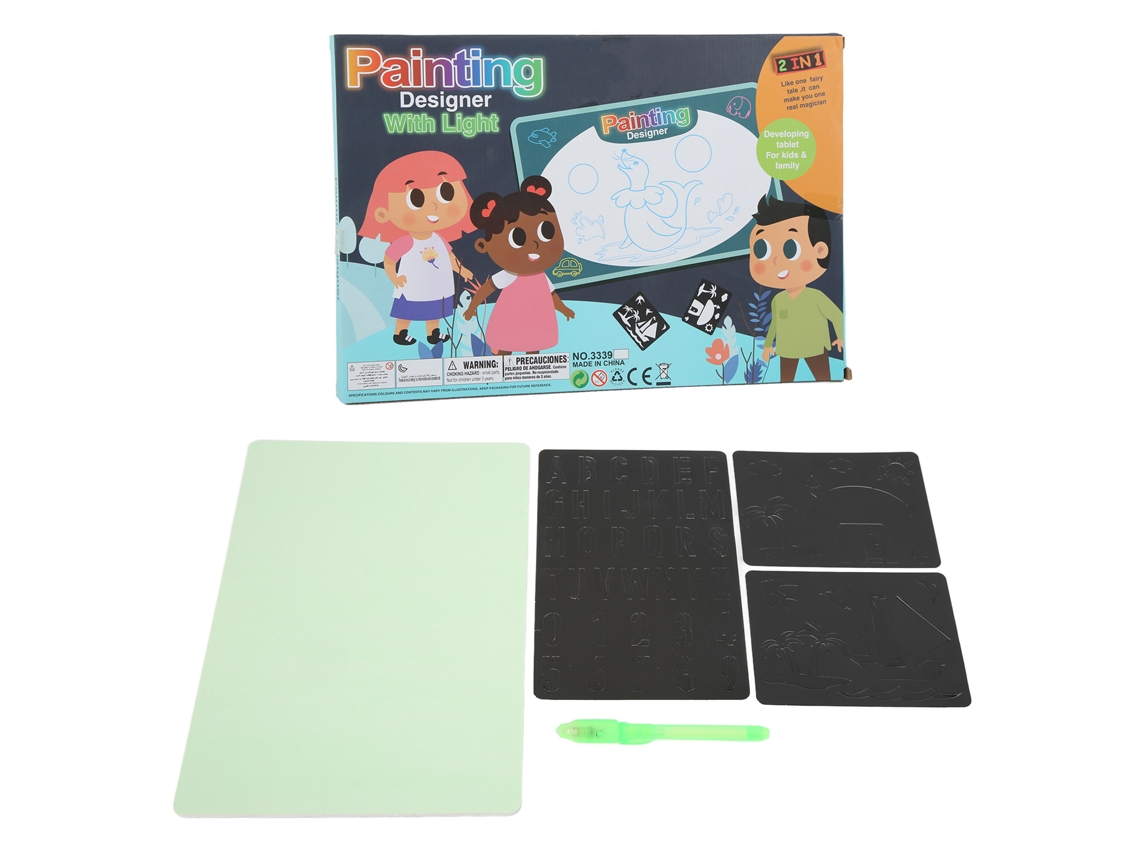 Pizarra De Dibujo 3d Luminosa Para Niños Con Pincel Fluorescente - Juguete Educativo - A Partir De 8 Años