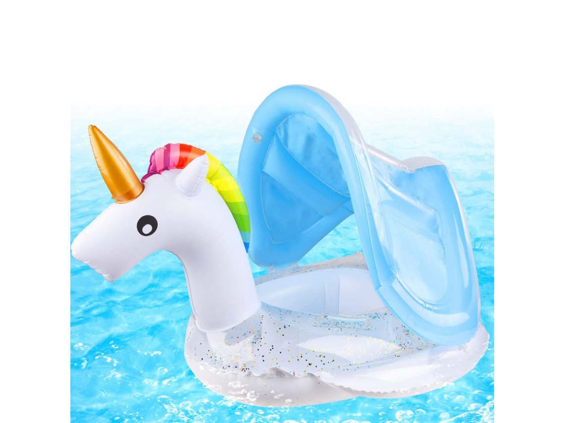 Flotador para bebé con protección solar y asiento flotante de unicornio