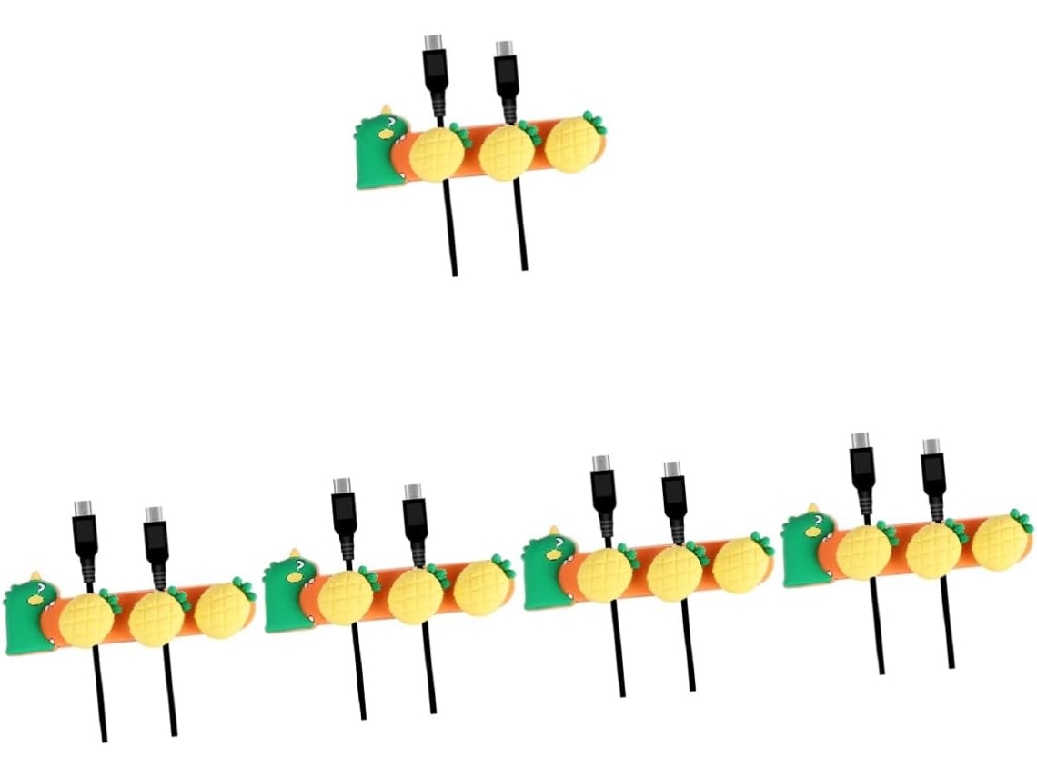Organizador De Cables Autoadhesivo De 5 Piezas Con Forma De Dinosaurio Y Piña