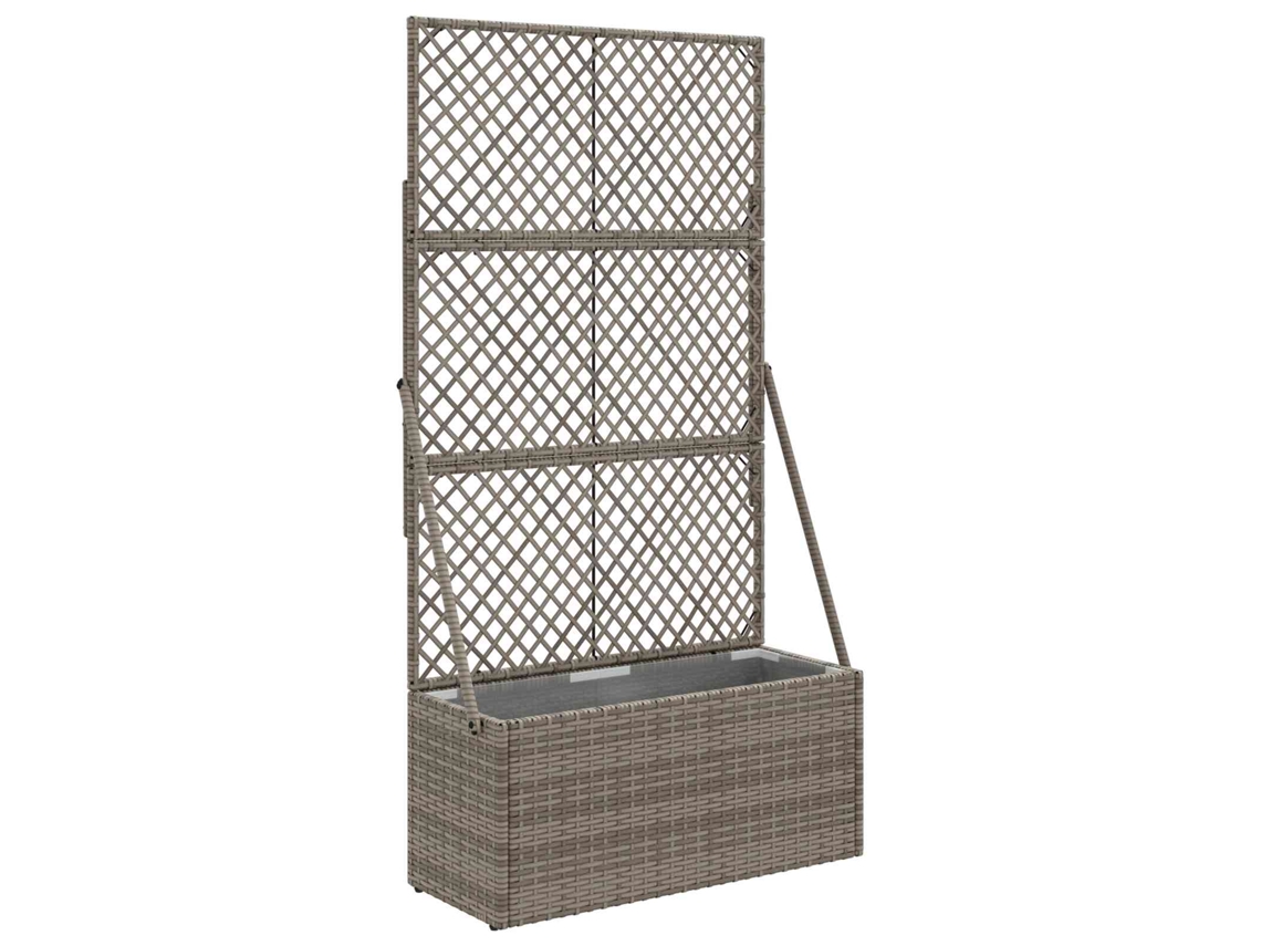 Macetero Vidaxl con enrejado gris de mimbre, 70 x 30 x 135 cm