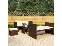 Conjunto de jardín de 5 piezas con cojines de mimbre marrón DKD Home Decor
