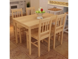 Mesa De Comedor Y 4 Sillasde Madera Color Natural