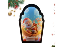 Espejo Navideño Holográfico Con Diseño De Papá Noel | Adorno Navideño Led Festivo Y Moderno Para La Puerta
