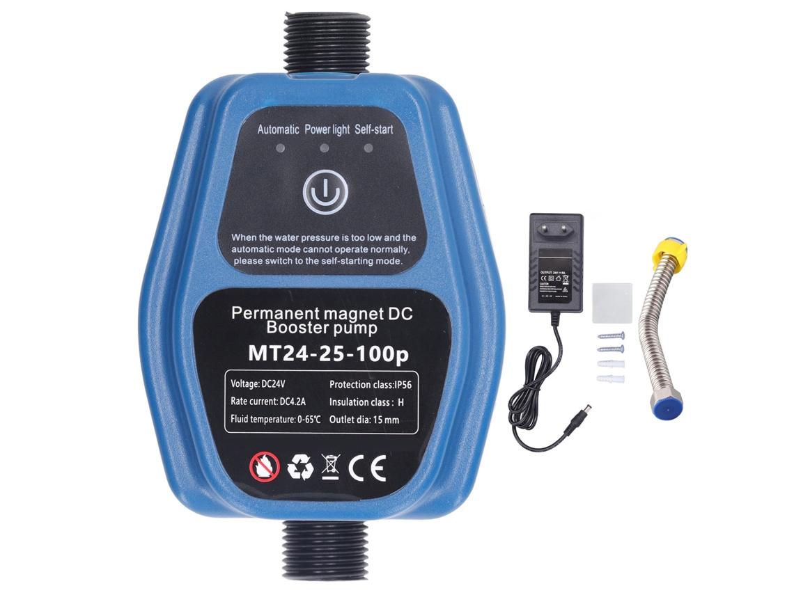 Bomba de refuerzo de presión para ducha inteligente de 100 W, 24 V, 25 l, IP56, enchufe europeo de 100-240 V.