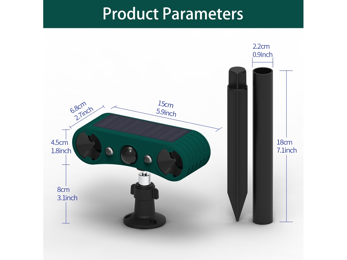 Luz estroboscópica solar con sensor de movimiento y alarma antirrobo, resistente al agua IP55, para uso en exteriores, hogar, granja, pueblo, jardín.