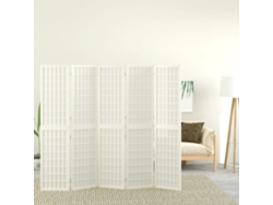 Biombo Plegable Con 5 Paneles Estilo Japonés Blanco 200x170 Cm