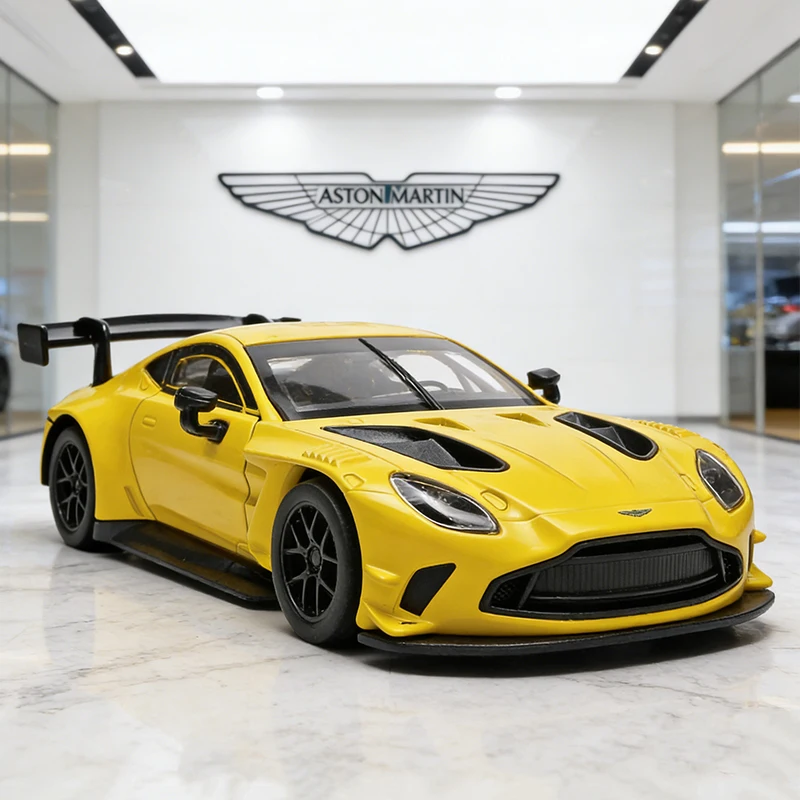 (amarillo) Coche De Juguete A Escala 1:31, Fabricado En Aleación De Metal Fundido A Presión, Con Efectos De Sonido Y Luz.