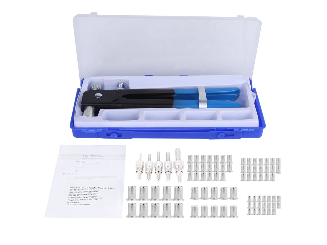 Kit De Tuercas Remachables Ciegas M3-m8 Con Remachadora Y Herramientas Para Remaches.