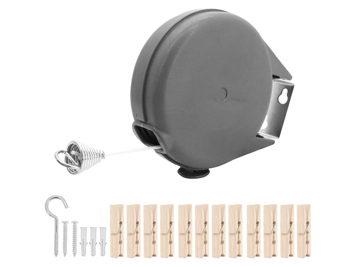 Cuerda De Tendedero Retráctil 12m – Portátil Para Interior Y Exterior – Con Pinzas De Madera – Camping