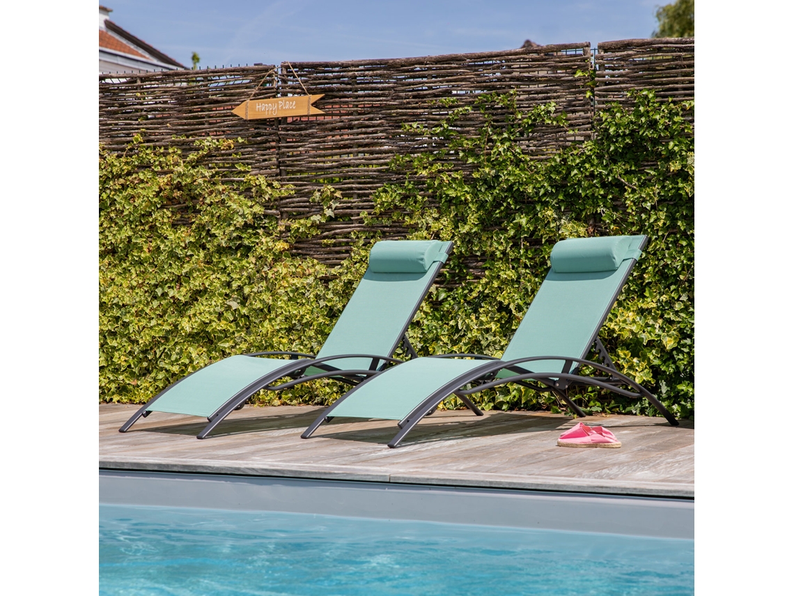 Pack 2 Tumbonas HAPPY GARDEN (178 x 64 x 34 cm - Plastico - Verde)
