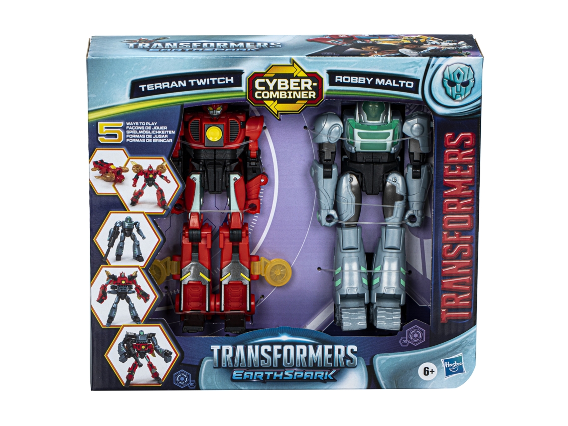 TRANSFORMERS EarthSpark, Cyber-Combiner, Terran Twitch y Robby Malto Figura TRANSFORMERS 6 Años