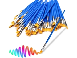 Juego de 50 pinceles planos de nailon, pinceles pequeños para óleo y acuarela Digitallab (azul)