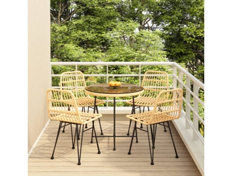 Conjunto 5 de comedor de jardín VIDAXL ratán sintético
