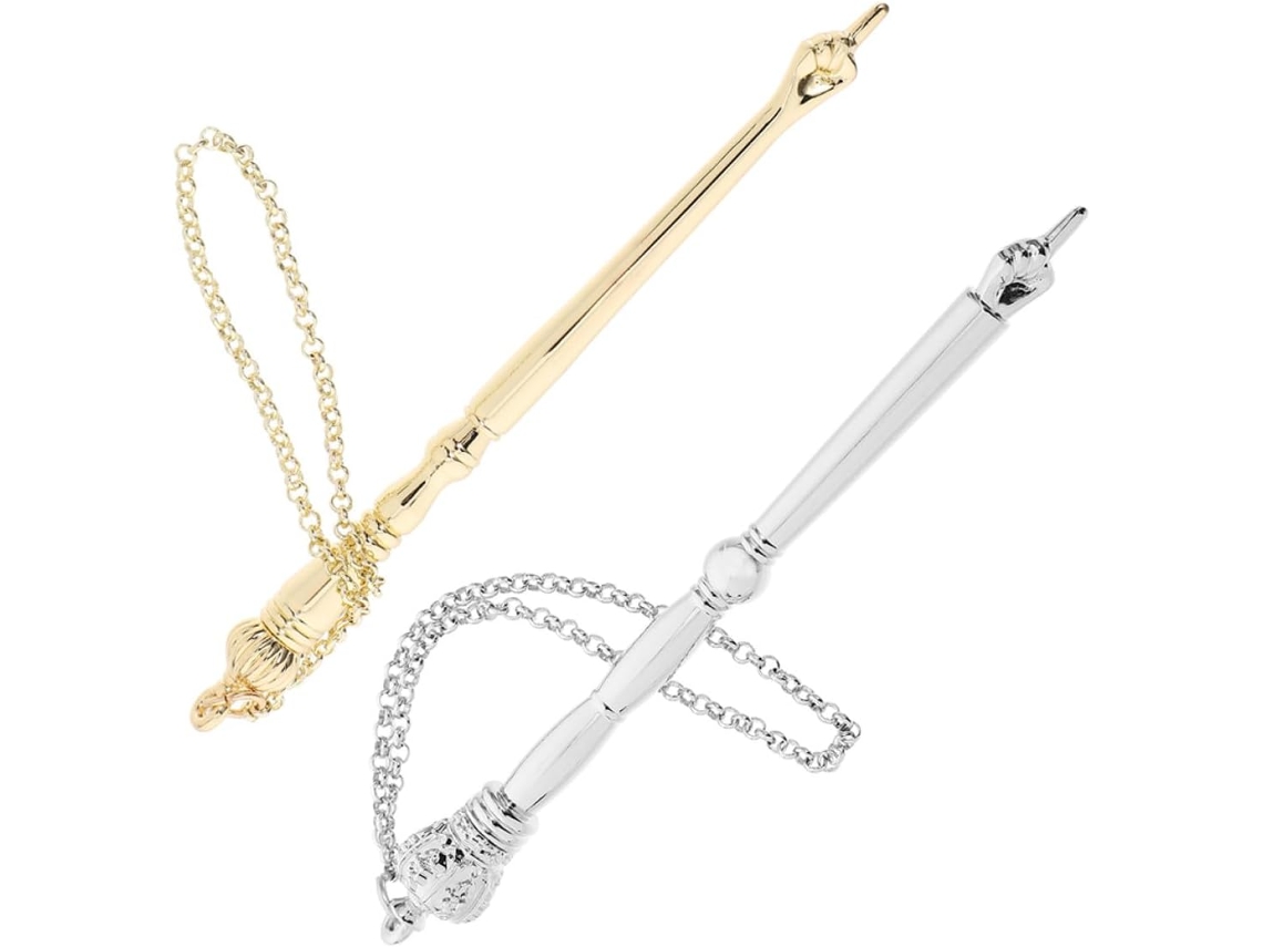 Juego De 2 Punteros Manuales De Metal Para La Biblia, 13 Cm, Con Cabeza De Cebolla Dorada Y Cabeza De Corona.