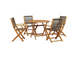 Conjunto 5 de comedor jardín VIDAXL polipropileno madera maciza gris