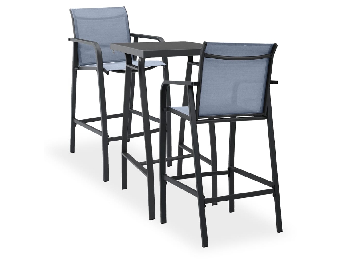 Conjunto de bar de jardín de 3 piezas en negro y gris de DKD Home Decor