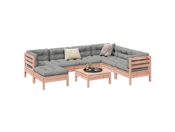 8 unidades Conjunto. Sofás Jardim C/ Almofadões Madeira Abeto De Douglas Dkd Home Decor