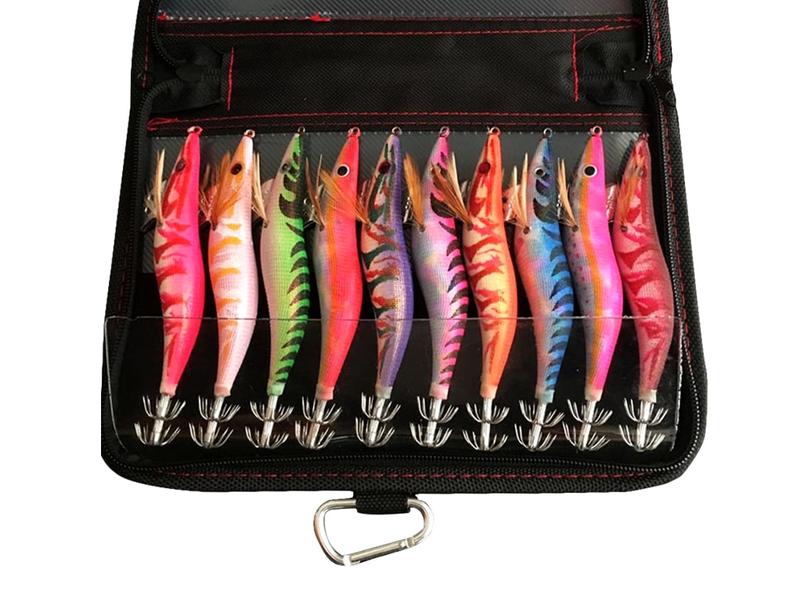 Danu26-10pcs Anzuelos De Pesca Luminosos Ojos Cebo Camarón Duro Plástico Flotante