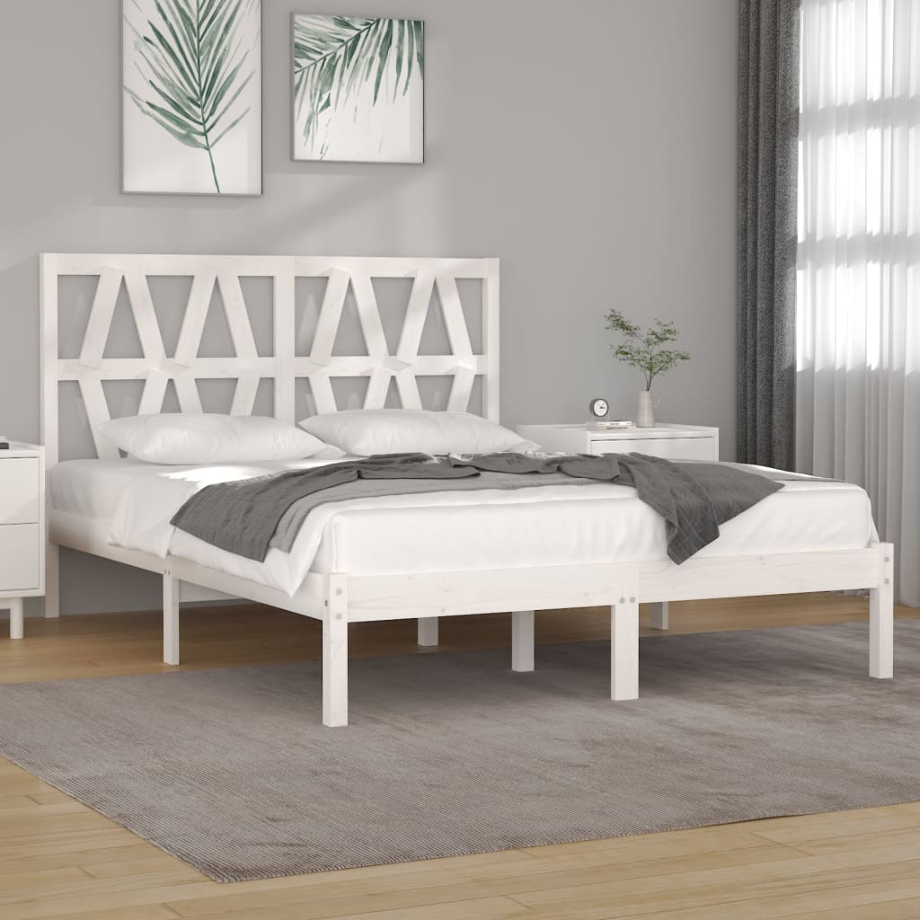 Estructura De Cama matrimonial madera pino blanca 135x190 cm doble vidaxl