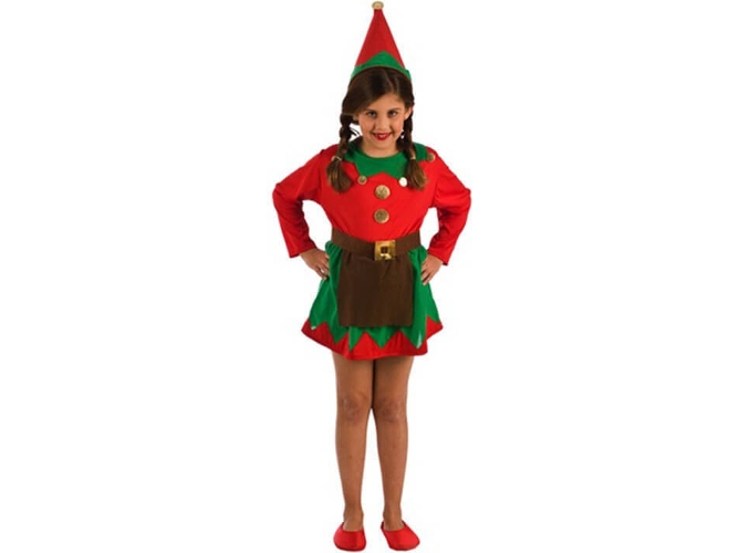 Disfraz de Niña DISFRAZZES Elfa Roja Y Verde (Talla: 3 a 5 años)