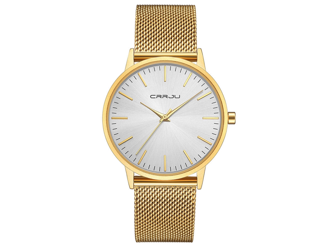 Reloj De Pulsera Sencillo Y Elegante Para Hombre, Con Correa Dorada Y Bisel Blanco.