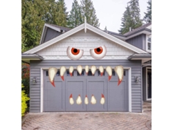 Grandes Ojos Colmillos Decoraciones de Halloween para Puerta de Garaje, Arco, Puerta, Ventana y Coche para Fiestas de Halloween