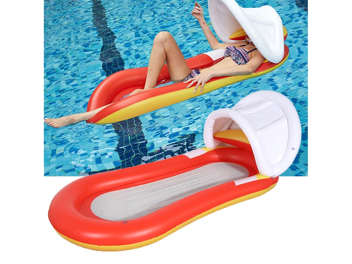 Colchoneta Inflable Para Piscina Con Toldo Cómodo Y Resistente - Cama De Agua Para Exteriores