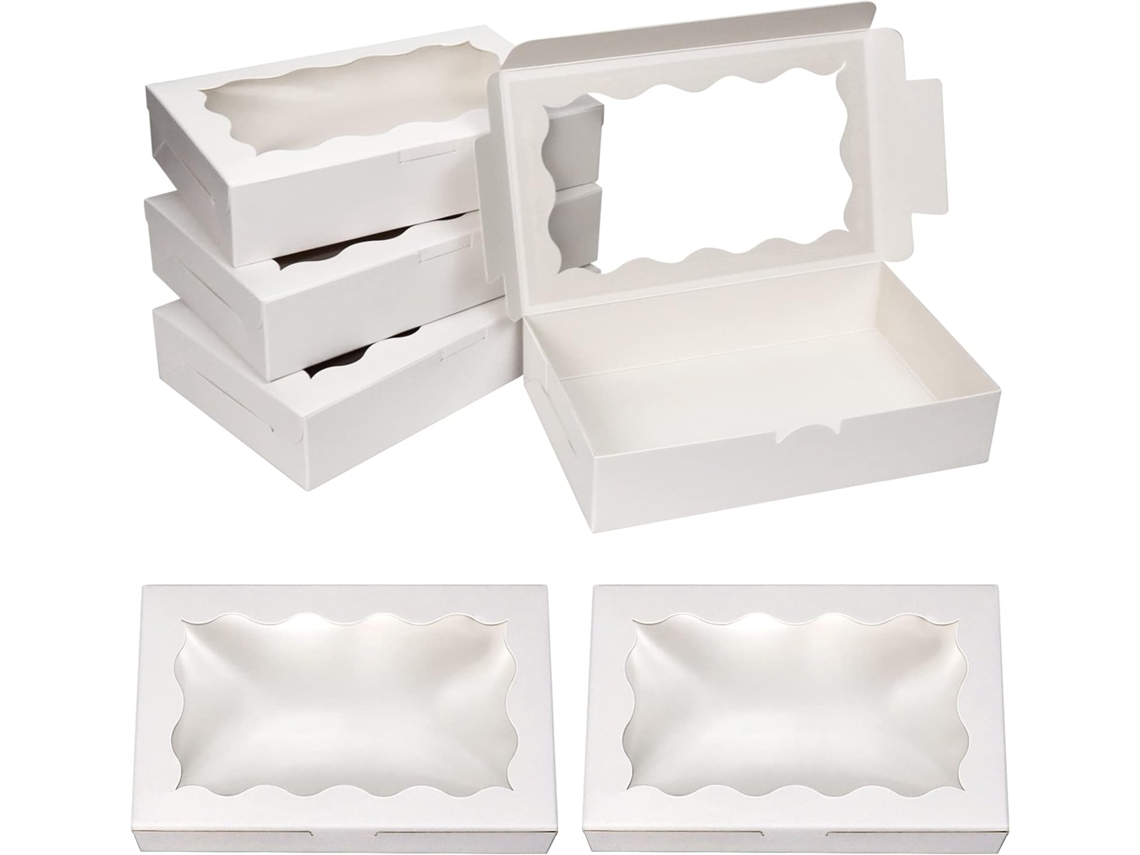 30 cajas blancas de cartón kraft para galletas con ventana – Cajas pequeñas para postres y dulces para bodas, fiestas y Navidad