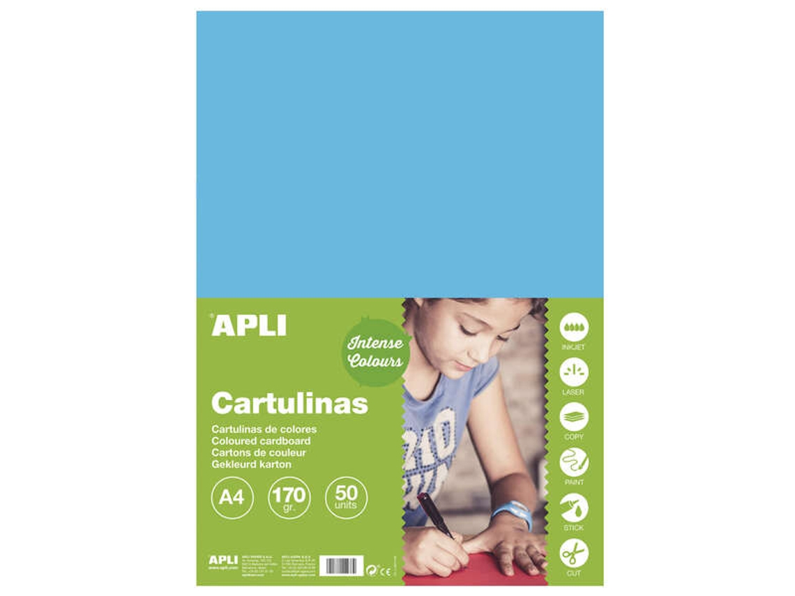 Cartulina Apli Azul Cielo A4 170g 50 Hojas