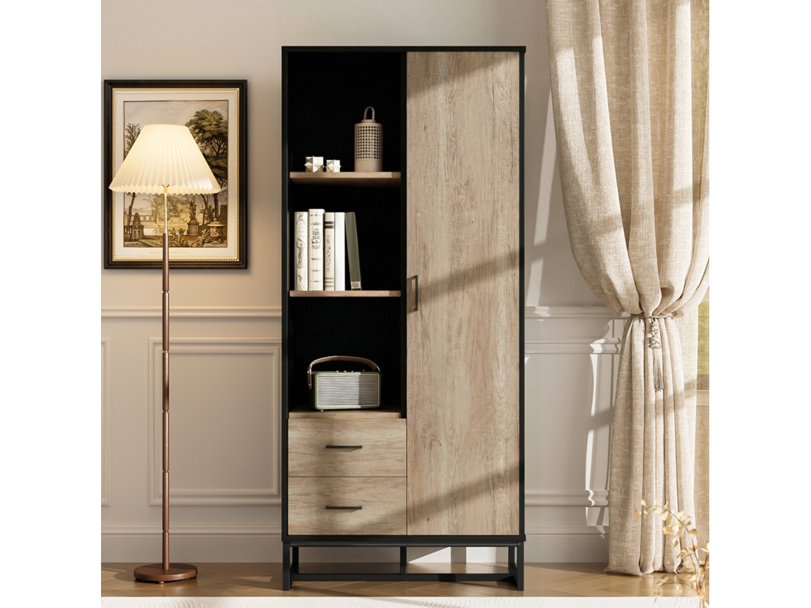 Armario Alto Moderno De Madera Negra De 80x40x180cm