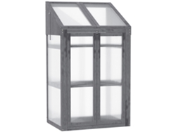 Invernadero Madera Mini 70x50x120 3 Estantes Ventilación Gris