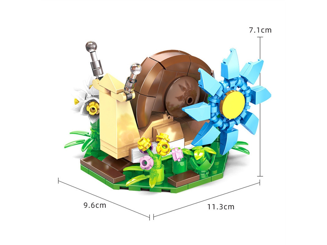 Bloques de construcción de animales e insectos: mariposa, mantis religiosa, caracol, abeja y plantas. Juguetes educativos para niños. Viewleaf.
