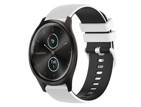 Correa para Garmin Garminmove Style 20 mm Correa de reloj de silicona a cuadros de dos colores blanco-negro VENISYMLIS