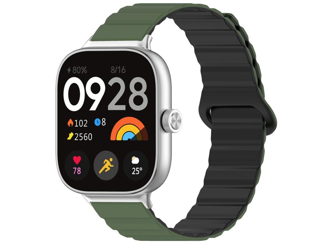Bracelete Para Redmi Watch 6 / 5 / 4 - Silicone Magnético Brilhante Verde Militar E Preto