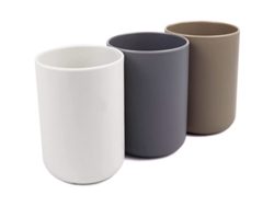Juego de 3 jarrones para baño, soporte para el cabello, plástico apto para uso alimentario, irrompible (blanco, gris, marrón)