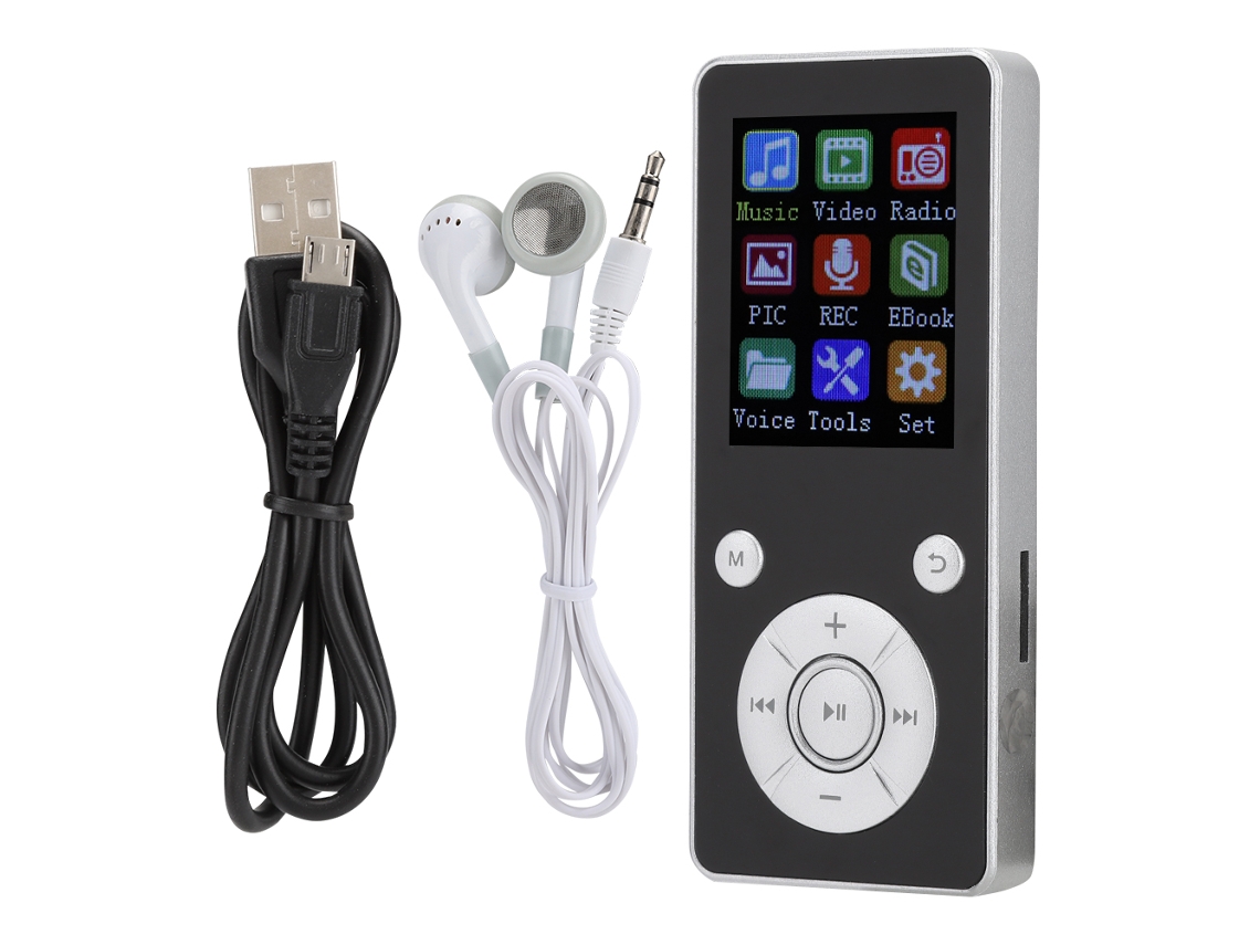 Reprodutor De Música E Vídeo Mp4 Portátil Com Bluetooth 4.2 Tela 1.8 Polegadas Cartão De Memória 32g Prata