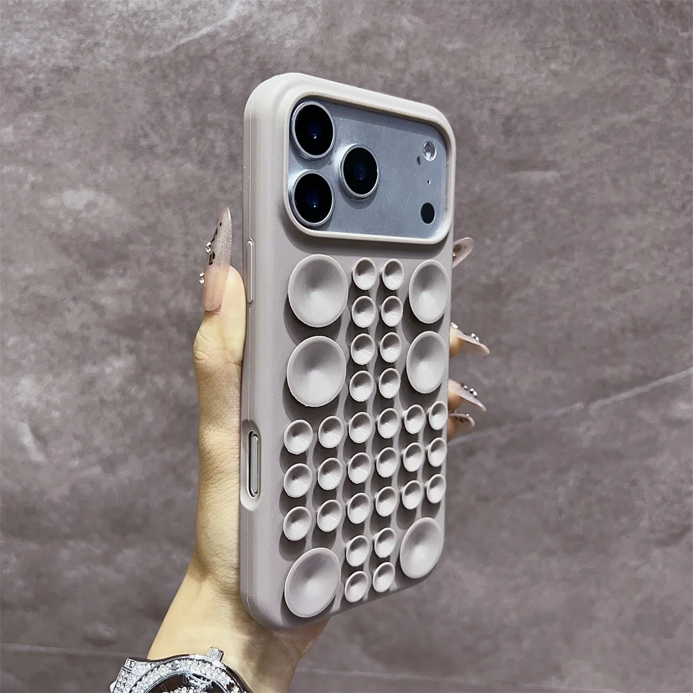 (iphone Air, Gris) Funda De Silicona Redonda Con Ventosa A Prueba De Golpes Para Iphone