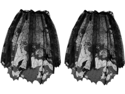 Juego de 2 lámparas de araña negras de encaje con estampado de murciélagos y pantallas para lámparas de Halloween. SFUSHOS