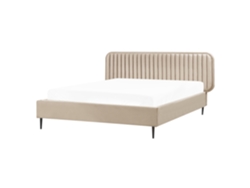 Cama de Matrimonio Brin BELIANI Terciopelo Beige (194x215x102)