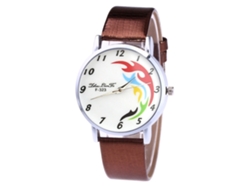 Reloj De Pulsera Analógico De Cuarzo Para Parejas Con Correa De Piel Sintética, Estilo Café De Moda.