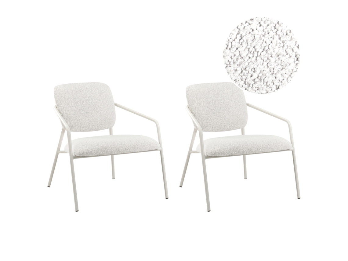 Juego de 2 sillones Beliani Loa de tela blanca 71x71x76