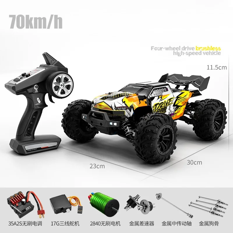 (naranja) Sin Escobillas Profesional Control Remoto Cuatro Accionamientos Diferenciales Metálicos Sandland Off-road Coche Modelo