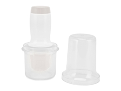 Dispensador de aceite de silicona de 60 ml, acero inoxidable, resistente al calor, gris y blanco, sin marca.