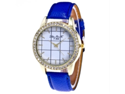 Reloj De Pulsera Casual De Cuarzo Para Mujer Zhoulianfa Con Diamantes De Imitación, Esfera Redonda, Azul Real.