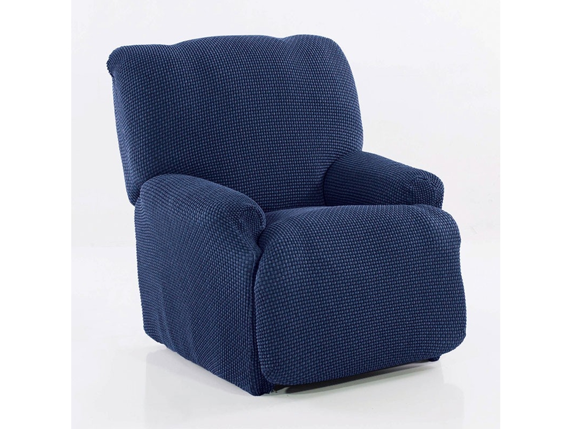 Maxifundas | Funda De Sillón Relax Relive | Modelo Pies Juntos | Color Marino | Alta Elasticidad Y Tacto Suave | Hecho En España.