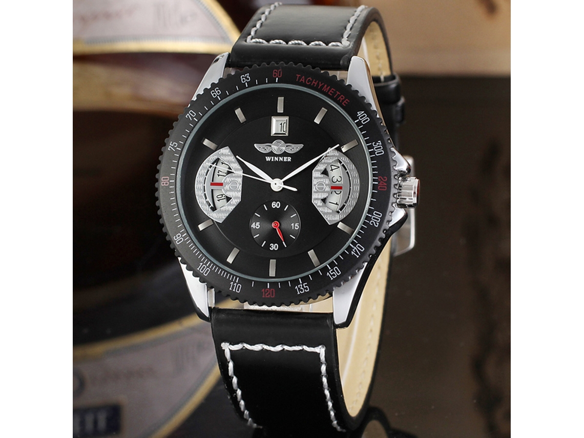 Reloj Automático Mecânico Impermeável Para Homem Winner (preto)