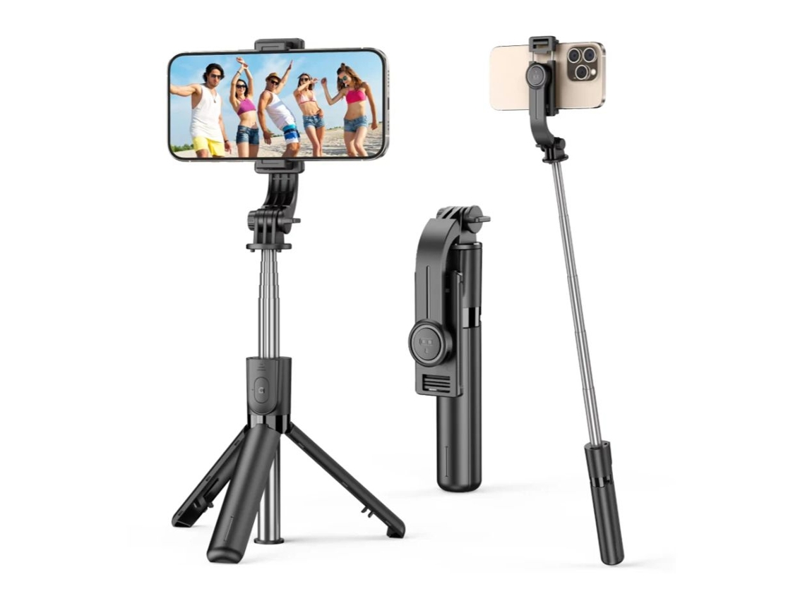 Mini palo selfie portátil con soporte para teléfono, diseño multifuncional todo en uno, con control remoto Bluetooth. Mdug