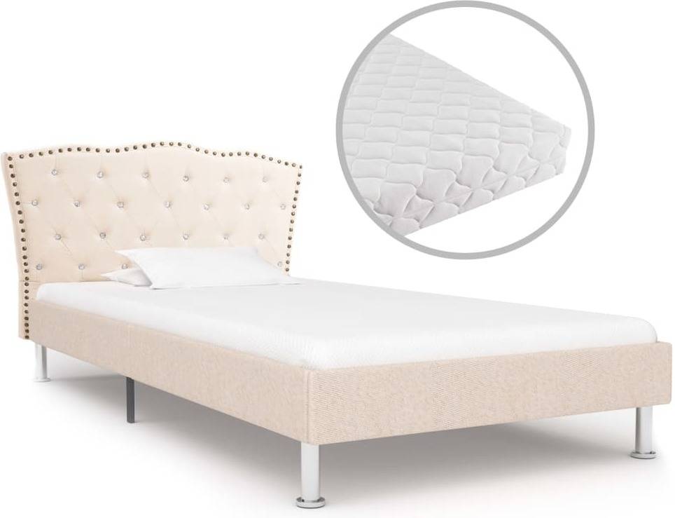 Cama + Colchón VIDAXL Tejido beige  (Compatible con Colchón: 90x200 cm)