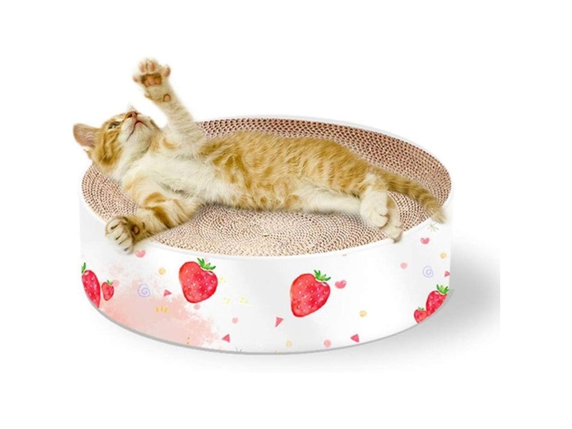 Rascador De Cartón Corrugado Para Gatos Forma Ovalada Reutilizable Para Sala De Estar Con Función De Descanso Y Juego
